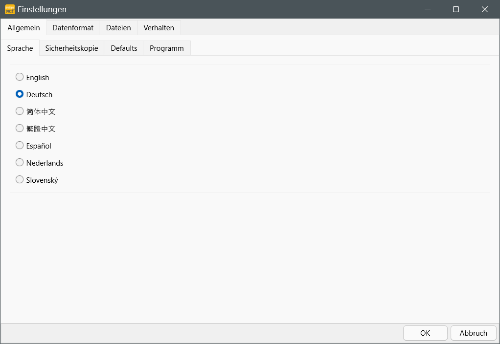 OptionsLanguage