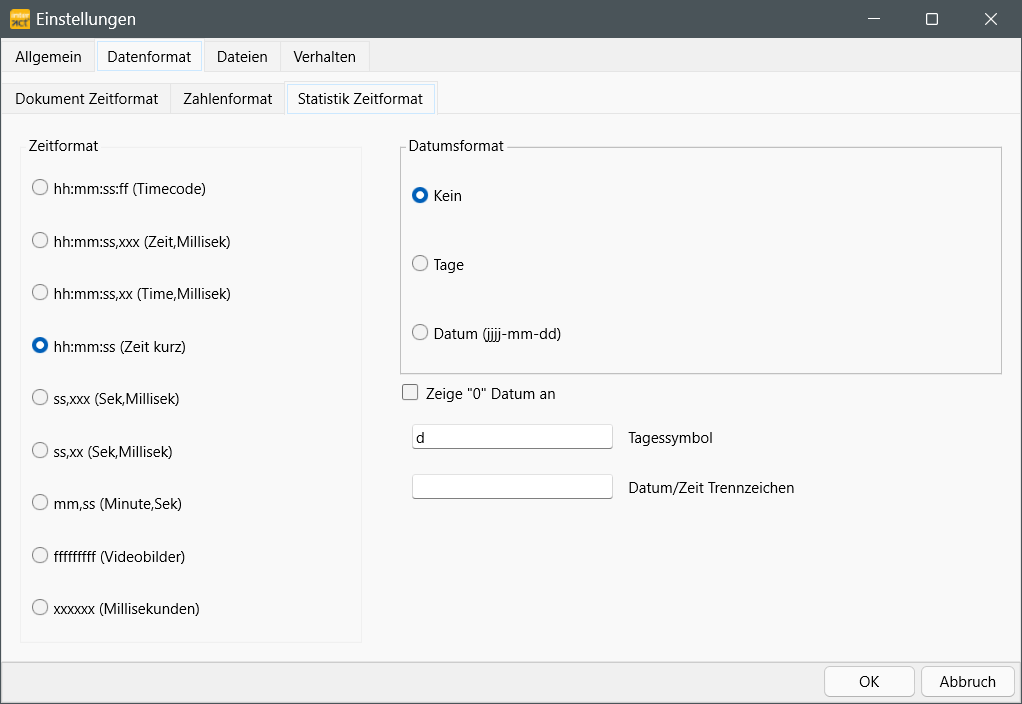 OptionsTimeFormatStatistics