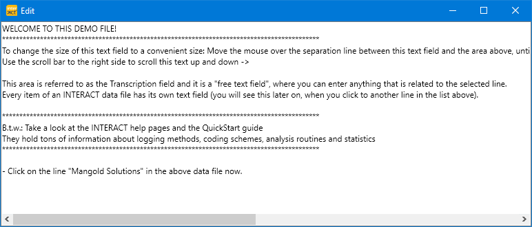 Transcript area as free floating dialog