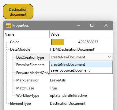 WorkFlow-Object-DestinationDocument