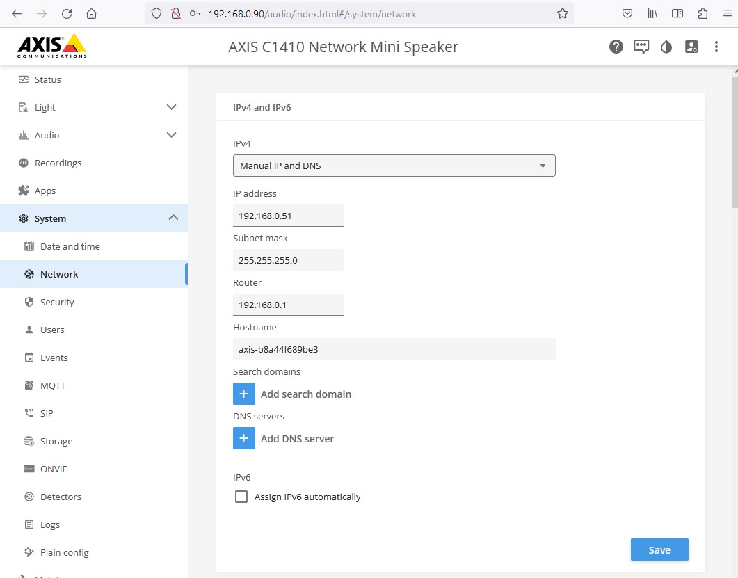 Axis_IPspeaker-IP_Adresse